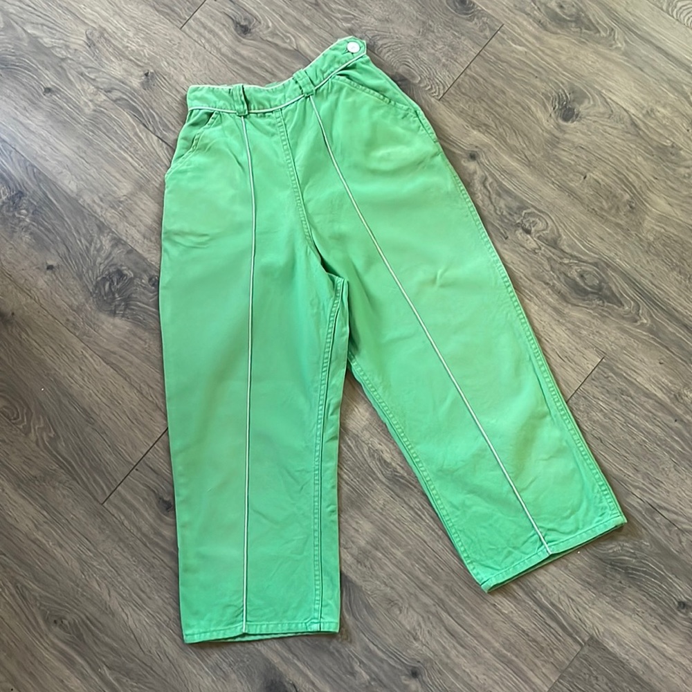 Vintage 1940s Topsail Light Grass Green Sanforized Clam Digger Capris Side Zip